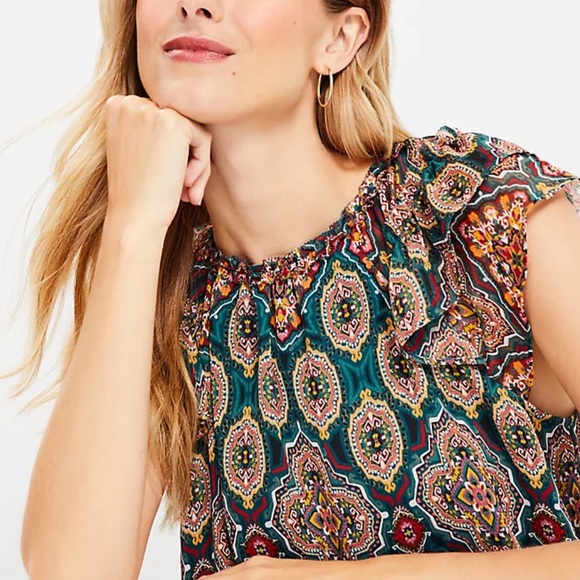 LOFT Double Ruffle Top - Picture 2 of 3